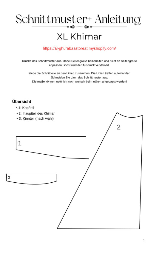 Schnittmuster+anleitung XL Khimar